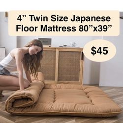 4” Twin  Size MAXYOYO Japanese Floor Mattress Futon Mattress, Thicken Tatami Mat Sleeping Pad Foldable Roll Up Mattress Guest Mattress Pad Kids Floor 