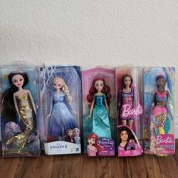 Dolls, Brand New ( $15 each!) Barbie,  Royal Shimmer, Elsa.