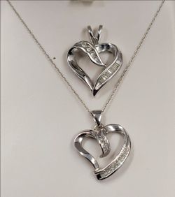 Kay 10K White Gold Diamond Open Heart Pendants (2)  PLUS Diamond  Earrings