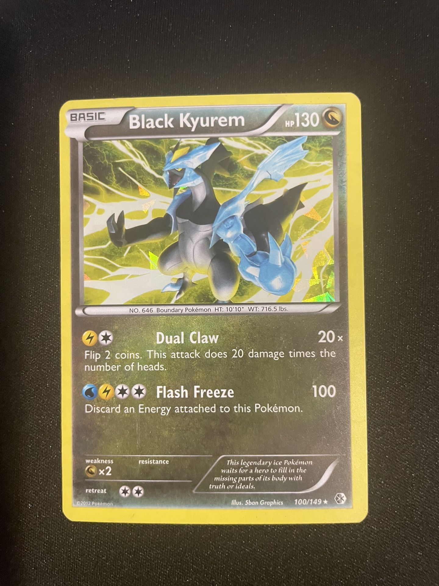 Black Kyurem Pokemon Card: Boundaries Crossed- Rare 100