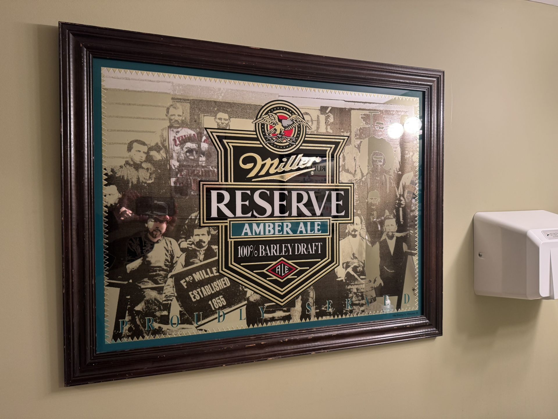 MILLER RESERVE AMBER ALE AUTHENTIC MIRROR SIGN