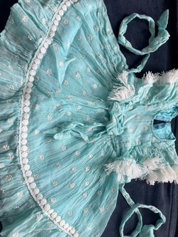 Aqua Blue Embroidered Ruffle Mini Dress for just $2