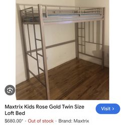 Metal Rose Gold Twin Loft Bed 