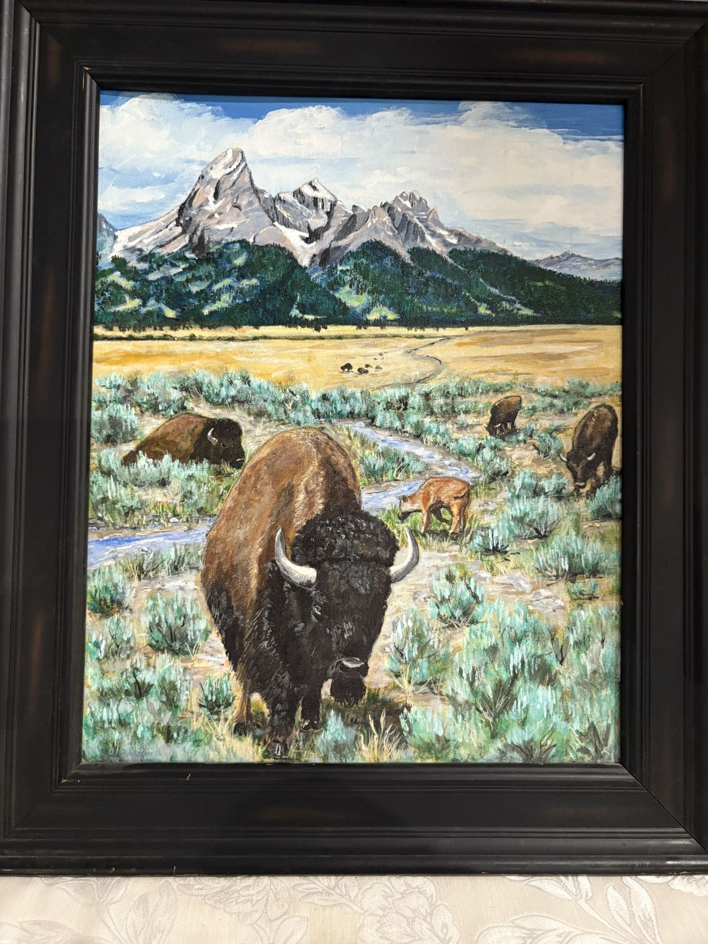 Original Wildlife Oil Painting "Bull Bison"