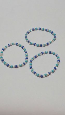 Set of 3 beaded elastic bracelets