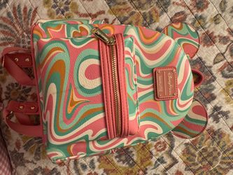 Loungefly Disney Parks Retro Psychedelic Swirl Mini Backpack Pink, Mint and Gold