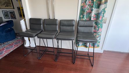 Have 4 - 30” H Bar Stools Gray Faux Leather