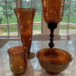 4-Piece Crackle Glass Vase Set