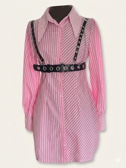 Vendo $25 Pink Striped Shirt Dress with Harness Belt