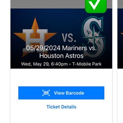 Wed 5/29- FRONT ROW- Houston Astros At Seattle Mariners