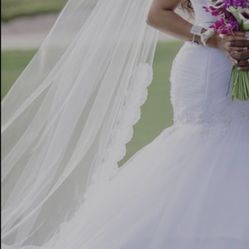 Wedding Dress & Veil  - Size 4/6
