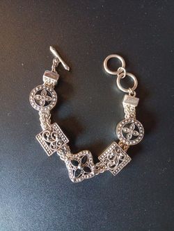Silver Tone Filigree Link Bracelet