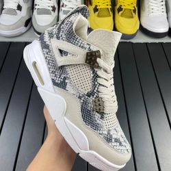 Air Jordan 4 Retro Snakeskin Gray and White