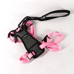 Frisco 8" Pink Black Small Dog Harness for Leash w/ Poop Bag Case
