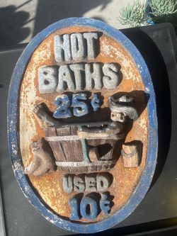 Hot Baths 25 Cents Vintage Decorative Sign