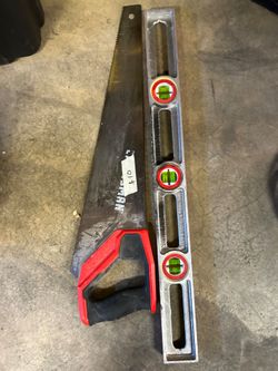 Hand saw and level