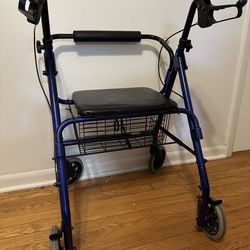 Rollator Walker, blue with 4 wheels