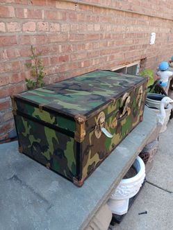 Vintage Style Storage Chest Classic Green Camouflage