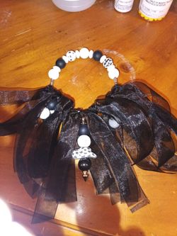 Black & White Beaded bag Tassel