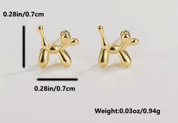 Sterling Silver Yellow Gold Plated Dog Earrings. Measures 1/4 “