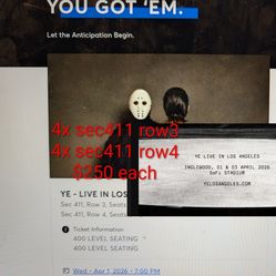 Ye live in Los Angeles Sofi 4/1/26 Wednesday