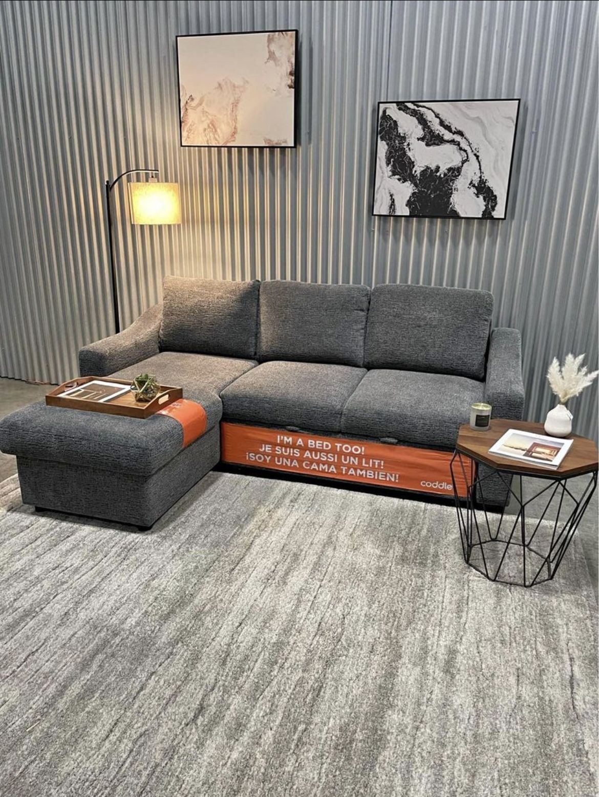 Coddle Aria Fabric Sleeper Sofa with Reversible Chaise *FREE DELIVERY