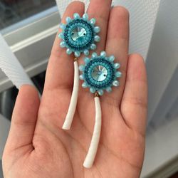 Beaded Blue Earrings 