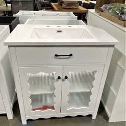 Assembled New Solid Wood Frame 31” Bathroom Vanity w/ Ceramic Sink Freestanding Bathroom Vanity