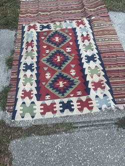 Vintage Turkish Kilim Aztec rug