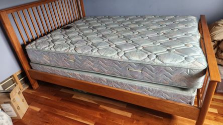Complete Queensize Bed Set - Solid wood frame, Mattress and Box spring