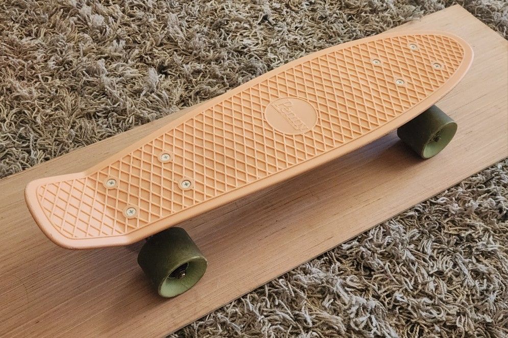 Penny Australia 22" Mini Cruiser Skateboard, Peach/ Green Wheels - Good Condition
