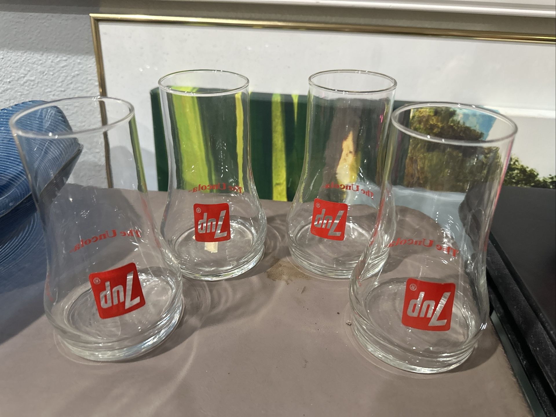 Vintage 7 Up Uncola Upside Down Drinking Glasses