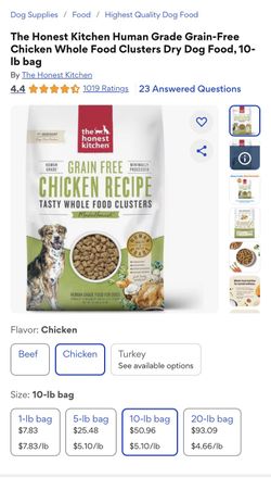 The Honest Kitchen Human Grade Grain-Free Chicken Whole Food Clusters Dry Dog Food, 10-Ib bag