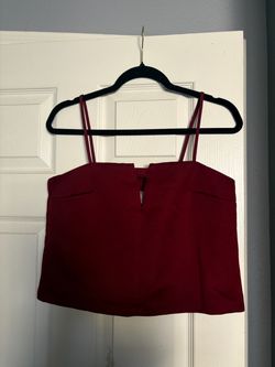 Burgundy Crop Top with Spaghetti Straps (S)