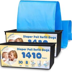 2-Pack Diaper Pail Refills Bags, Compatible  with Genie Easy Roll Signature & Platinum Diaper Pails