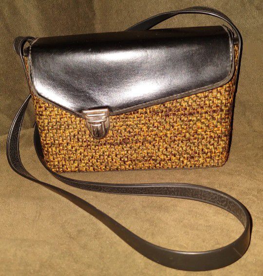 Vintage Rare Belding Golf/Camera/Binocular Accessory Bag Tweed Interior Leather
