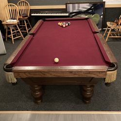 Premium 8-Foot Solid Wood Slate Pool Table + Full Accessory Set   