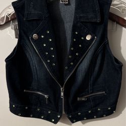 Jean Vest With Stones 
