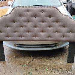 Grey Tufted Headboard - Full Size
