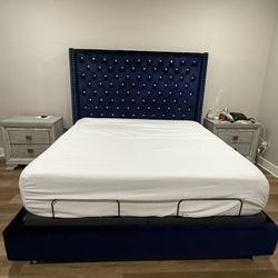 King Navy Diamond Tuft Headboard