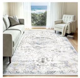 8x10 Washable Vintage Area Rug – Blue | New