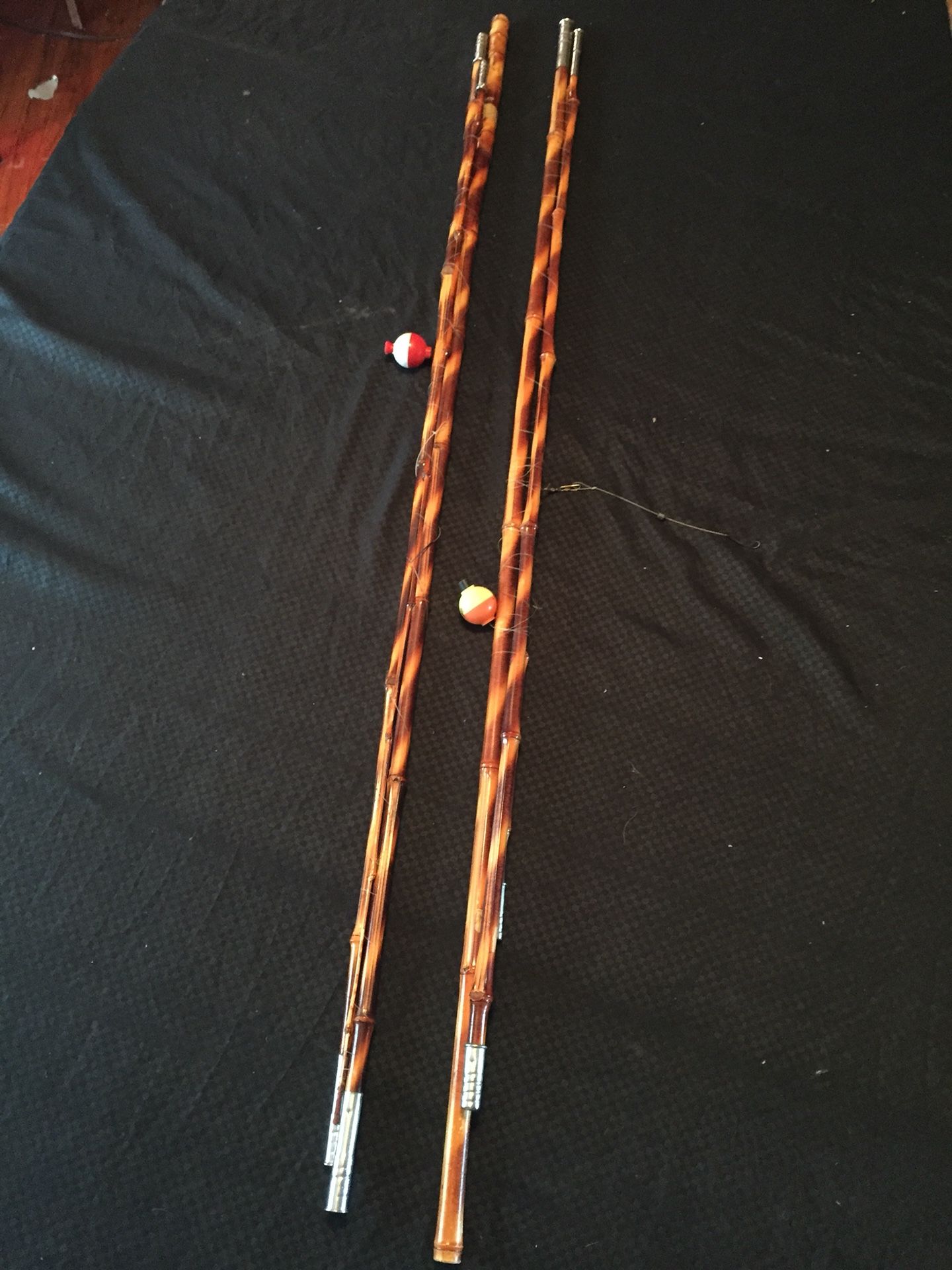 2 bamboo fishing rods