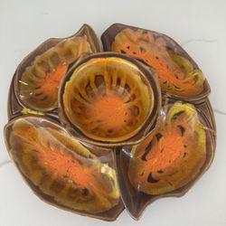 Vintage MCM Pottery Chip & Dip Set