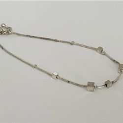 Sterling Silver With Cube Design Bracelet 
