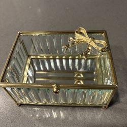 Gold/ Glass Jewelry Box 