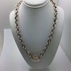 Tiffany & Co. Necklace Please Return To Tiffany Oval Tag Chain 15 1/2” Sterling Silver 