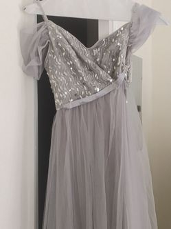 Sliver gown with top glitter designs
