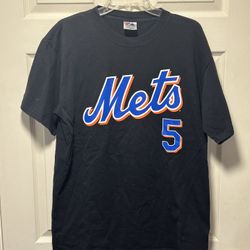 Vintage New York Mets David Wright #5 Jersey T-Shirt Large Black MLB