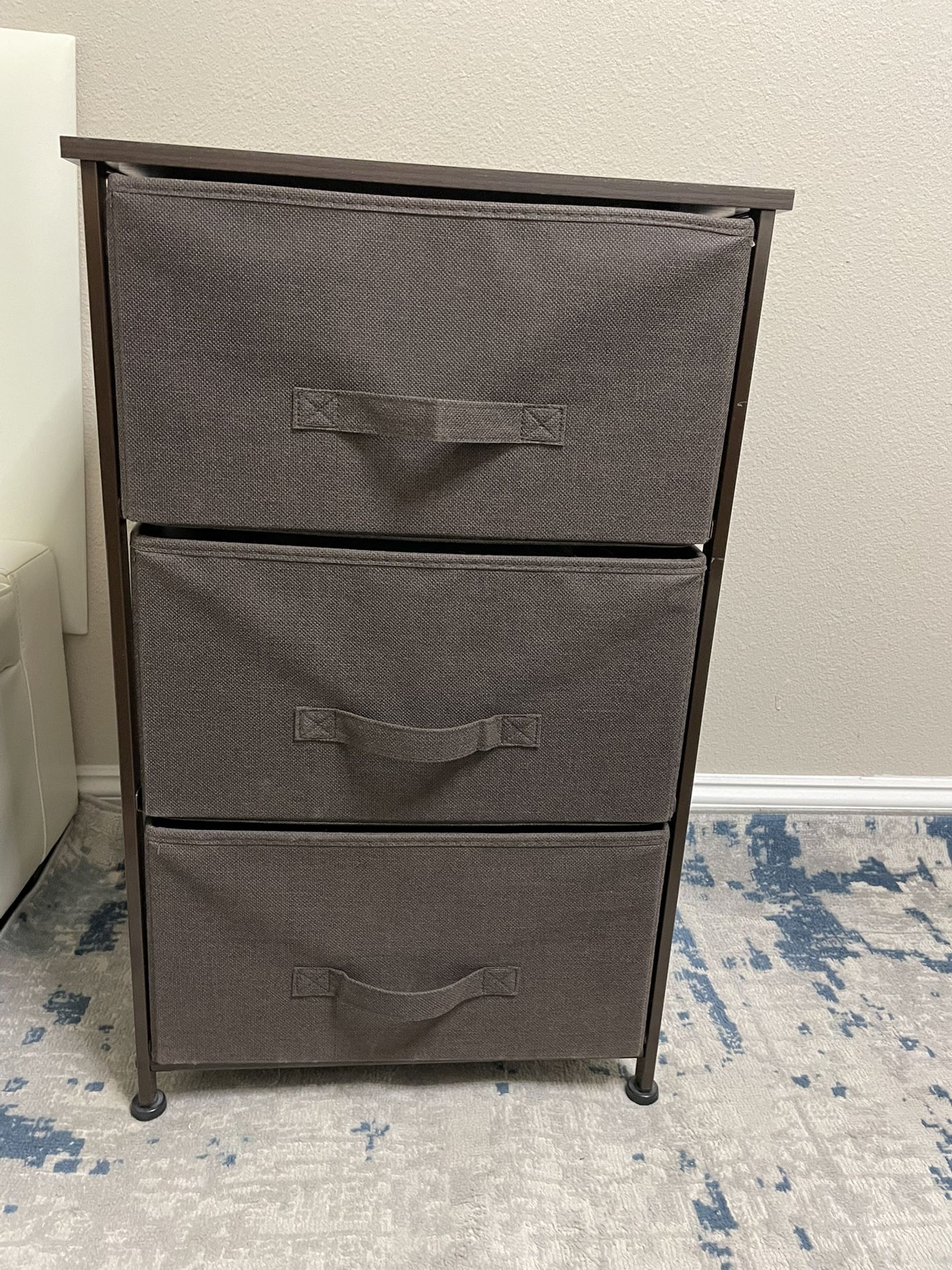 3 Drawer Fabric Storage End Table Dresser