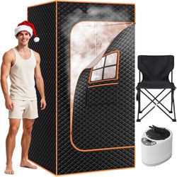 LILYPELLE Sauna Box, 1 Person Large Portable Sauna for Home with 3L/1200W Steamer and Folding Chair, 71" H X 35.5" L Heated Steam Saunas Tent for Rela
